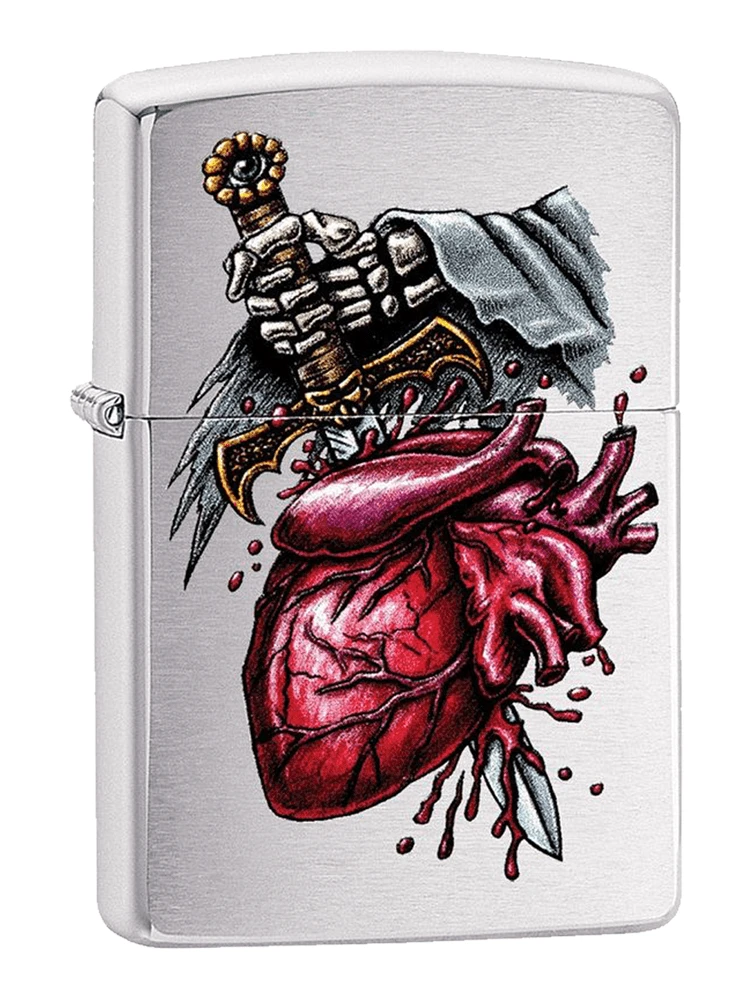 Zippo Goth Sword In The Heart - Brushed Chrome Lighter 3 Zippo Goth Sword In The Heart - Brushed Chrome Lighter