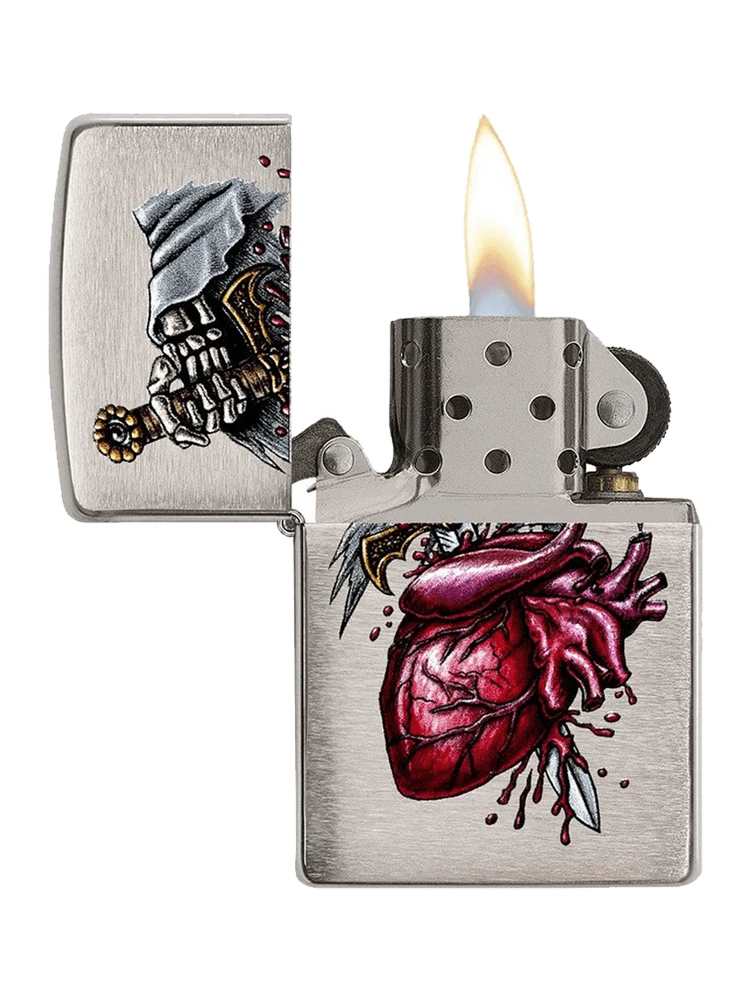 Zippo Goth Sword In The Heart - Brushed Chrome Lighter 4 Zippo Goth Sword In The Heart - Brushed Chrome Lighter - Image 2