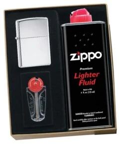 Zippo High Polish Chrome Lighter Gift Kit - Ships By Ground Only