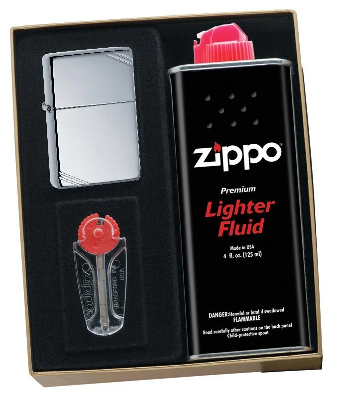 Zippo High Polish Chrome Vintage Lighter Gift Kit - Ships By Ground Only 3 Zippo High Polish Chrome Vintage Lighter Gift Kit - Ships By Ground Only