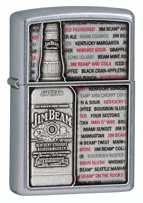 Zippo Jim Beam Bottle Emblem Street Chrome Lighter 3 Zippo Jim Beam Bottle Emblem Street Chrome Lighter