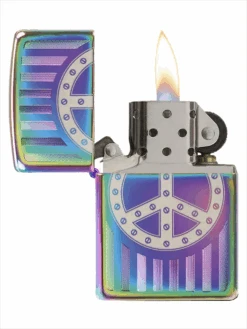 Zippo Rivit Peace Sign Spectrum Lighter