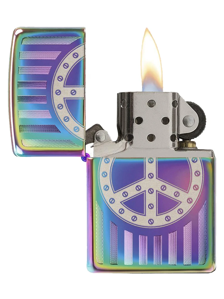 Zippo Rivit Peace Sign Spectrum Lighter 3 Zippo Rivit Peace Sign Spectrum Lighter