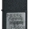 Zippo Silver Emblem Black Crackle Lighter 1 Zippo Silver Emblem Black Crackle Lighter -Elighters Shop zippo silver emblem black crackle lighter 43