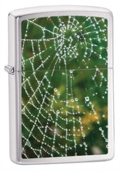 Zippo Spider Web Rain Drops Brushed Chrome Lighter