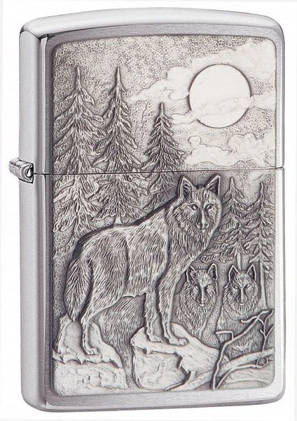 Zippo Timberwolves Emblem Brushed Chrome Lighter 3 Zippo Timberwolves Emblem Brushed Chrome Lighter