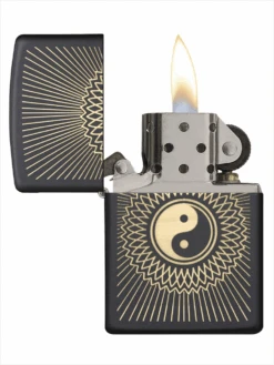 Zippo Yin & Yang Laser Engraved On Black Matte Lighter